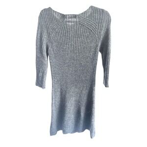 Mariona Gen Ribbed Knit Midi Dress Charcoal Gray Long Sleeve Wool Alpaca Blend S